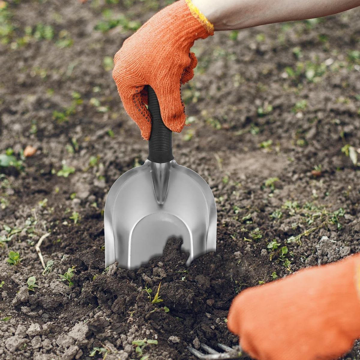 Garden Hand Trowel Stainless Steel Garden Scooper Lightweight Ergonomic Shovel for Digging Transplanting Weeding Planting Indoor Outdoor Container Gardening