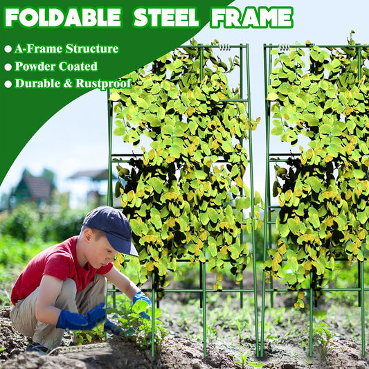 No Assembly Required Cucumber Trellis,2 Pack Trellis for Cucumbers,Outdoor Raised Bed Climbing Plant Support,A-Frame Garden Frame,Used for Vegetables,peas,Tomatoes,Squash,Melon and Fruit Frame