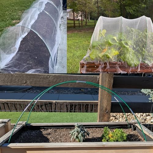 Garden Hoops and Netting Bundle kit, 40pcs Row Cover Hoops with 10x33ft Fine Mesh Netting