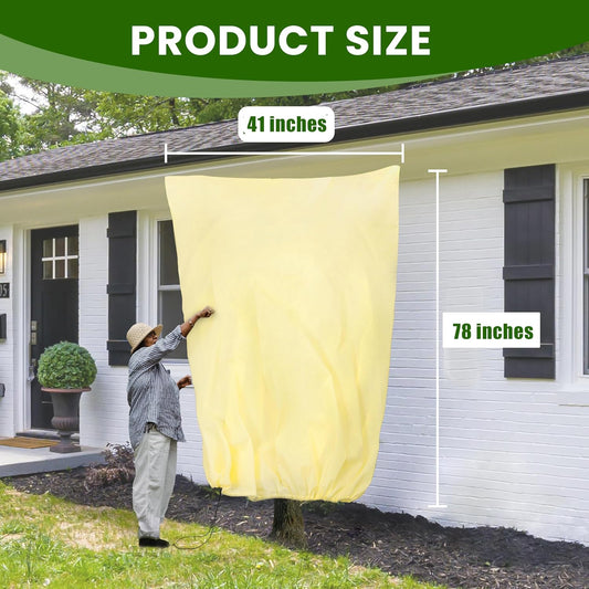 78x41inches Plant Covers Freeze Protection,4 Packs Thickened 2.82oz/yd²Frost Cloth for Outdoor Plants,Winter Tree Covers with Zipper&Drawstring,Plant Blanket for Winter Plant Covers Freeze Protection