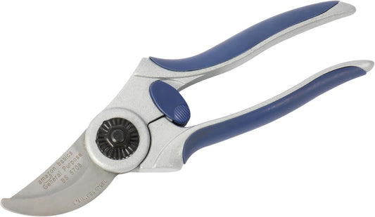 Professional Bypass Pruning Shears, Lightweight Garden Clippers for Cutting Flowers, Trimming Plants, 7-inch Steel Garden Scissors, Blue
