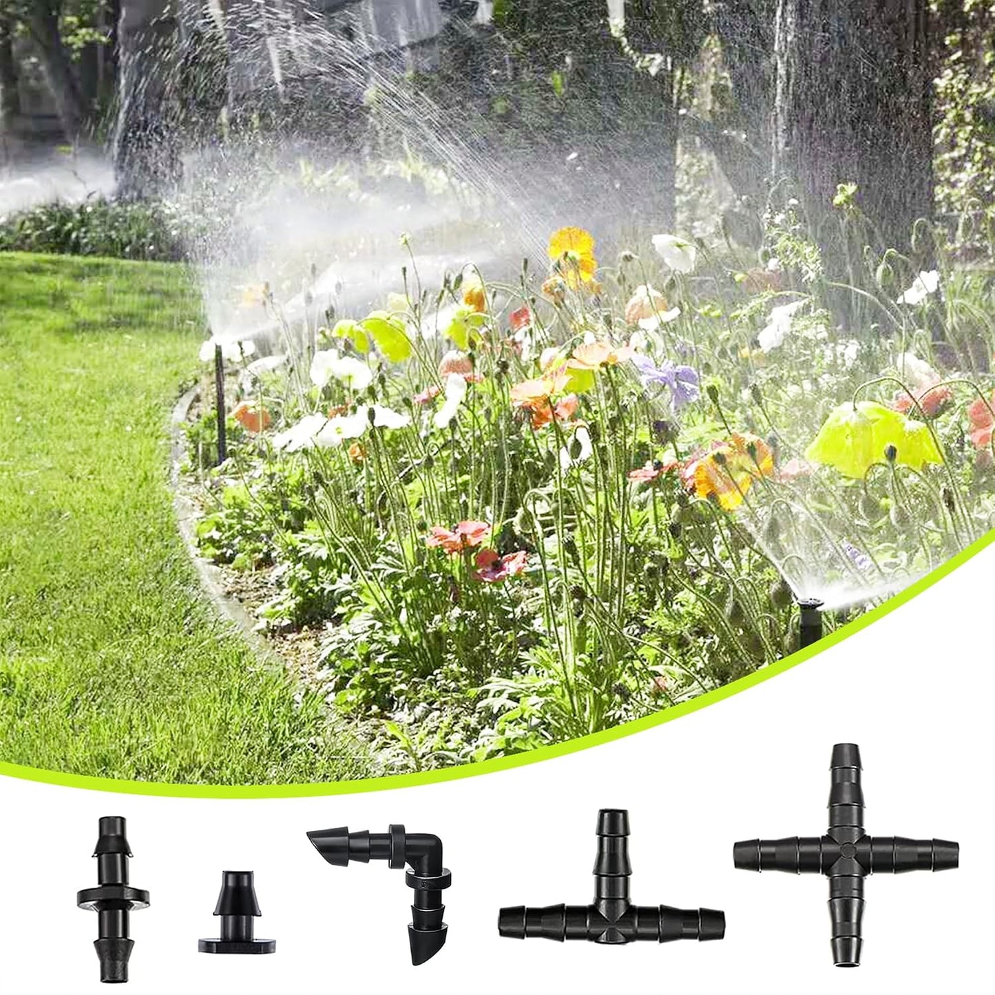 1/4" Drip Irrigation System for Garden Watering 360°Adjustable
