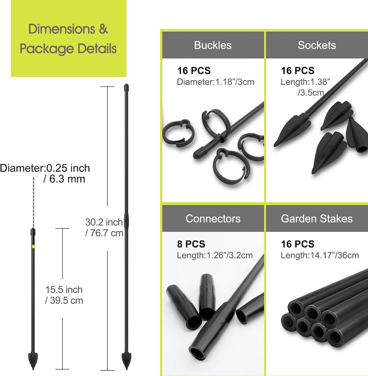 Plant Stakes for Indoor Plants, Plant Support Stakes, 14 Inch