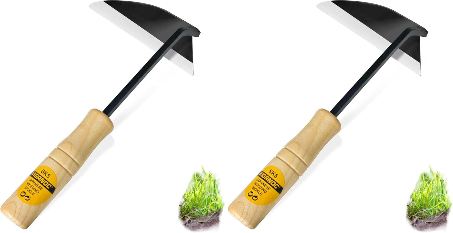 Japanese Wide Blade Garden Tool - Premium Quality Hand Hoes/Weeding Sickle is Very Sharp for Quick Work