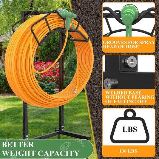 Super Stable Garden Hose Holder, Water Hose Reel holds 160ft, Black