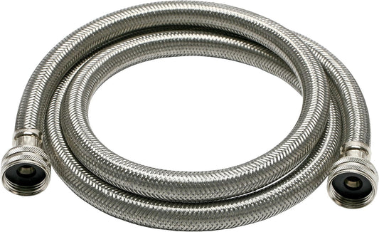 B9WM48HE High Efficiency Washing Machine Connector, Braided Stainless Steel - 3/4 Hose Fitting x 3/4 Hose Fitting, 4 Ft. (48-Inch) Length