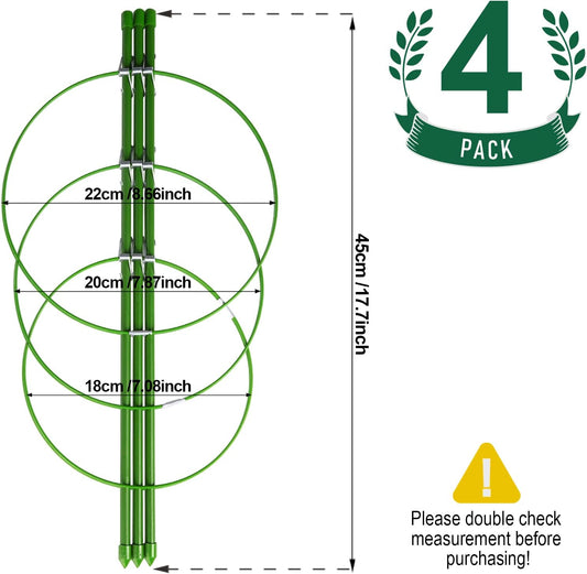 4 PCS Metal Plant Cages, Tomato Cages, Metal Garden Plant Supports, Plant Trellis, Plant Stakes for Tomato, Climbing Plant, Flower, Seedlings, 17.7" High, 7.1"/7.87"/8.66" Inner Diameter