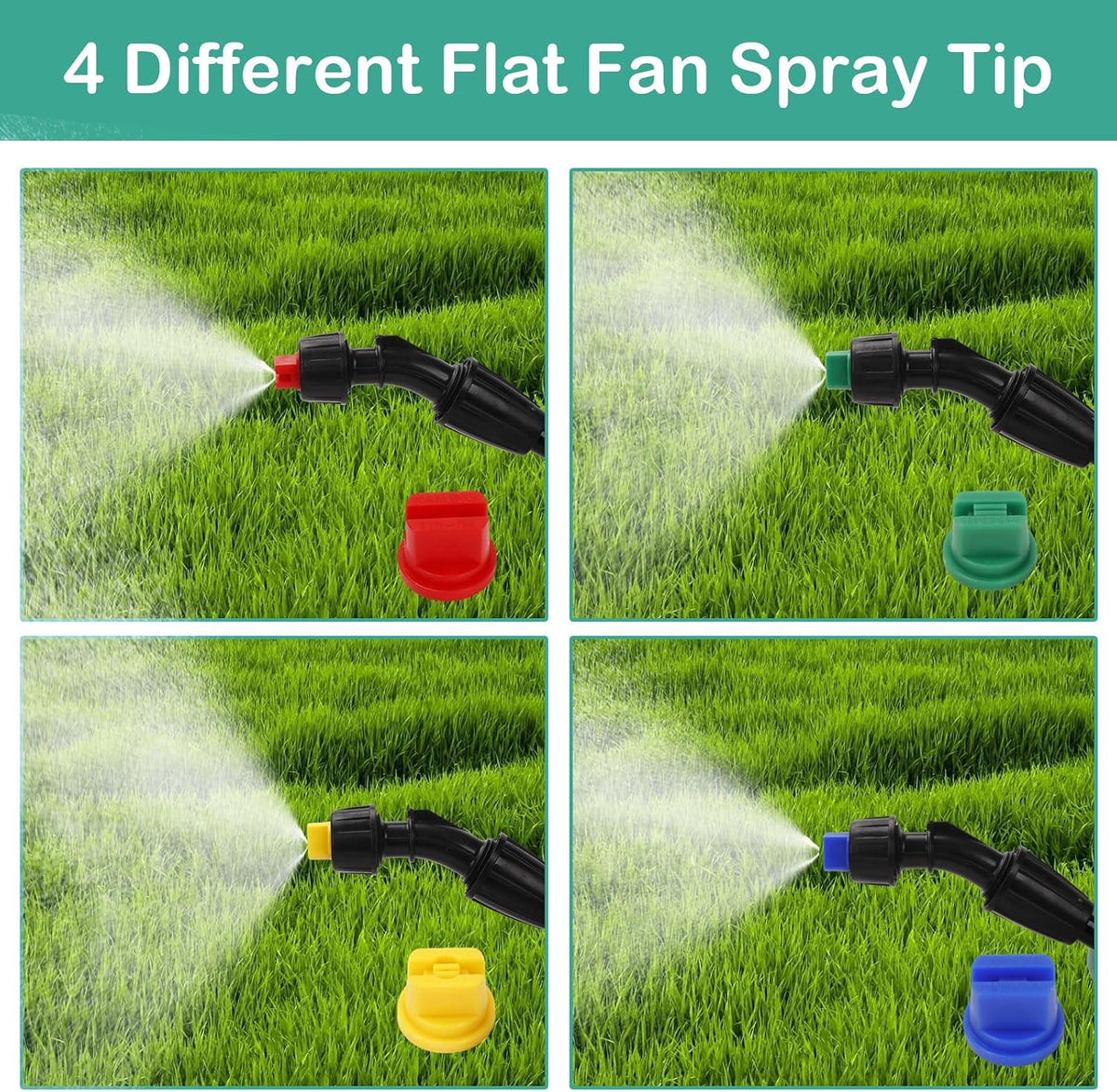 Sprayer Wand Replacement Kit, Acid Resistant Spray Wand with 4 Types Nozzles Brass Fittings, Pump Sprayer Wand, Garden Hose Wand with 1/4" & 3/8" Brass Barbs and 2 Hose Clamps for Watering