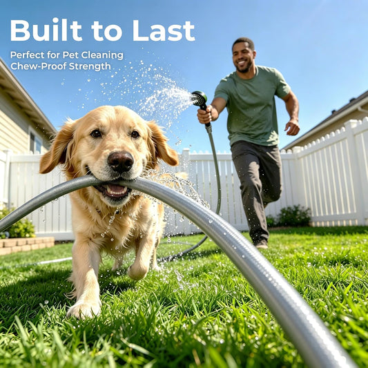 5/8" x 10 ft Leader Hybrid Garden Hose - No Kink Leakproof Heavy Duty Flexible Lightweight Durable Water Hose - Female to Female Fittings for Reel Cart, Gardening, Lawn & Car Wash