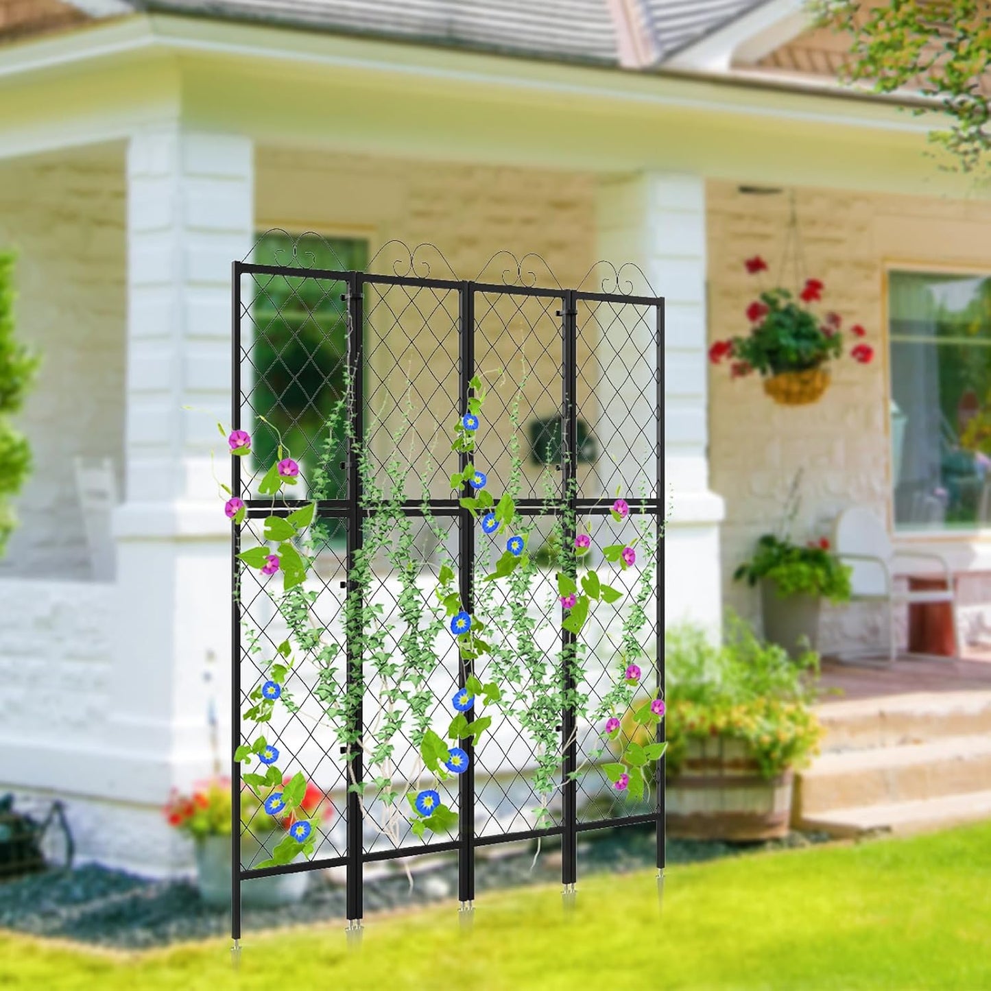 2 Pack Metal Garden Trellises for Climbing Plants, 53.5 Inch Tall Metal Fence Plant Support Trellis for Flower and Vagetable