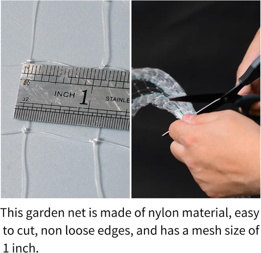 Bird Netting, 30 x 50 Feet, 1-inch Square Mesh, Heavy Duty Nylon Garden Protection Against Birds (30X50FT-1'')