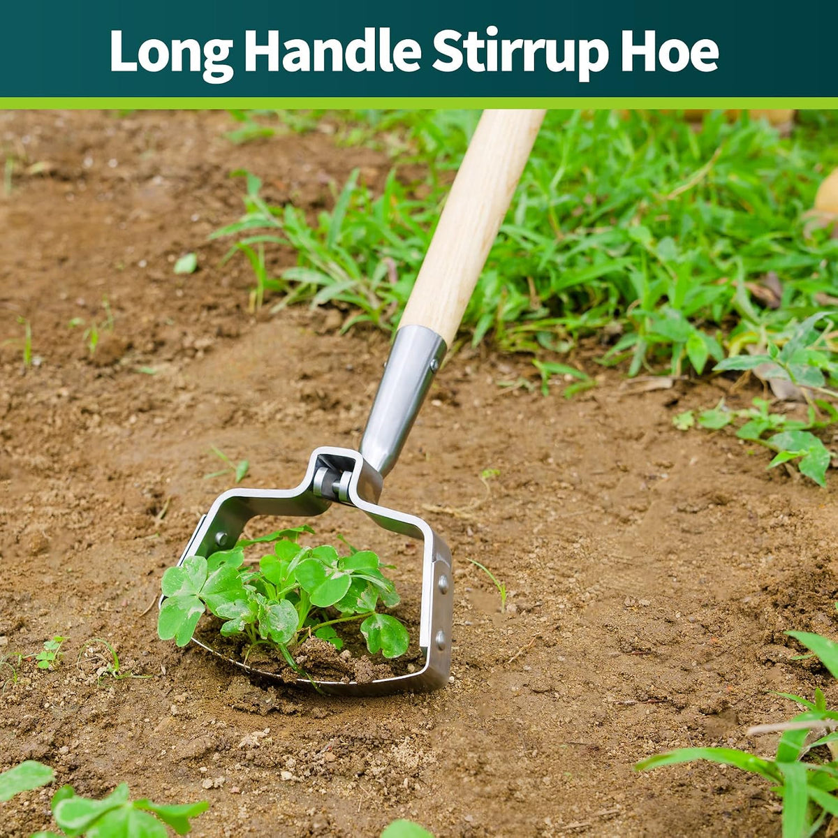Hula Weeding Hoe, 17.3'' Stainless Steel Stirrup Hoe Wood Grip