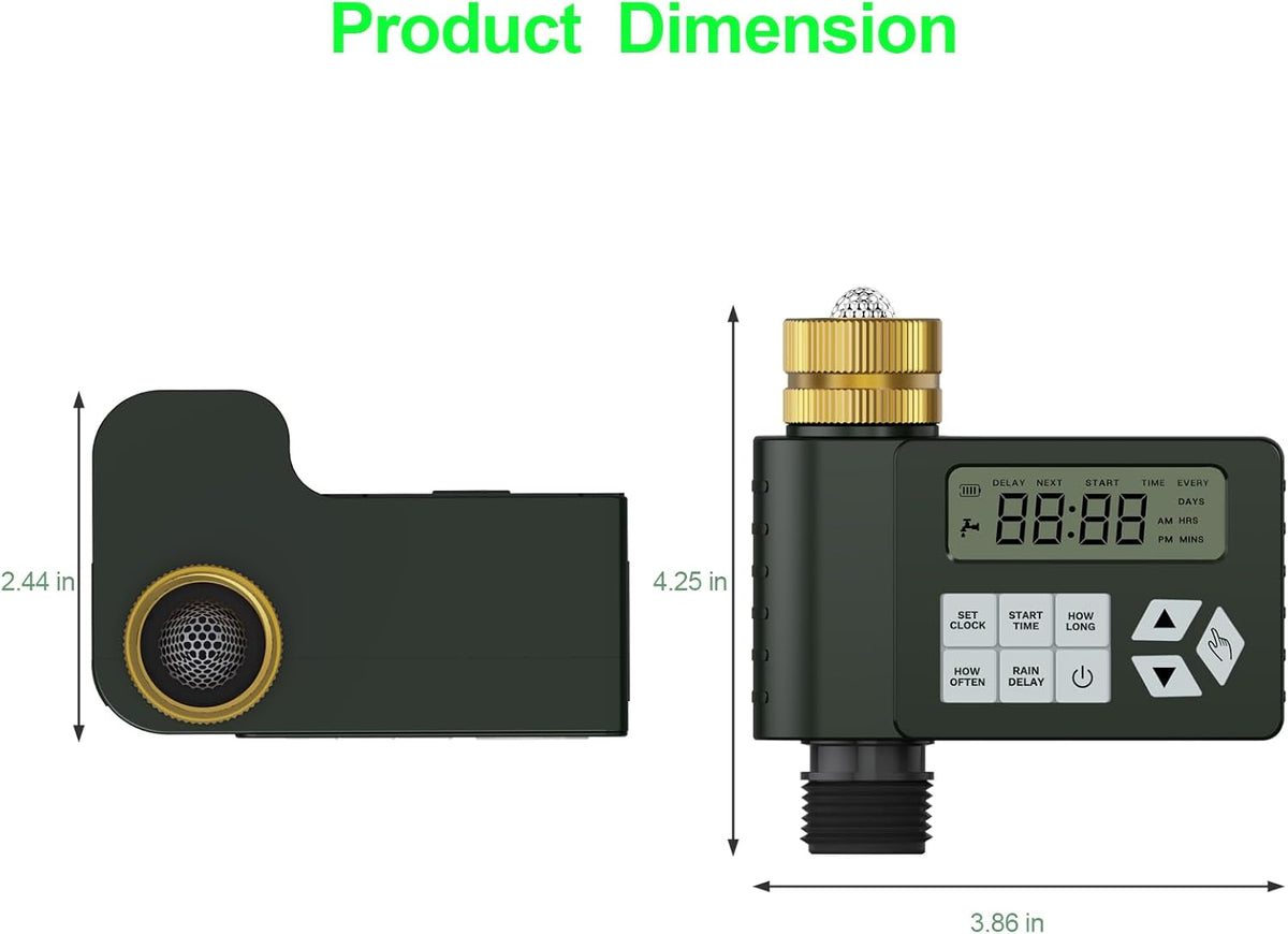 Hose Faucet Water Timer for Outdoor Garden with Brass Inlet, Ortis Programmable Sprinkler Timer with Rain Delay/Manual/Automatic Mode, IP67 Leak-Proof Design for Lawn Yard, 1 Outlet
