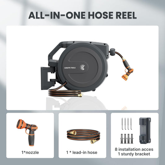 Retractable Garden Hose Reel 1/2"100FT Auto Rewind Wall Mount