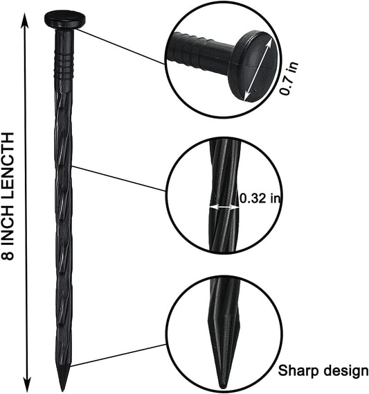 30 Pcs Spiral Landscape Anchoring Spikes, 8 Inch Landscaping Fabric Edging Anchoring Stakes Plastic Edging Nails Nylon Garden Lawn Yard Spikes