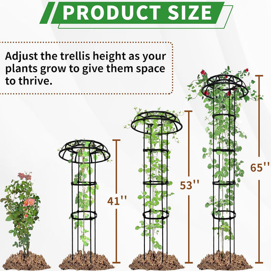 Mushroom Obelisk Trellis for Climbing Plants Outdoor 65", Adjustable Weatherproof Garden Umbrella Plant Trellis Support for Rose, Clematis, Cucumber, Pole Beans, Potted Plants, Yard Patio, 1 Pack