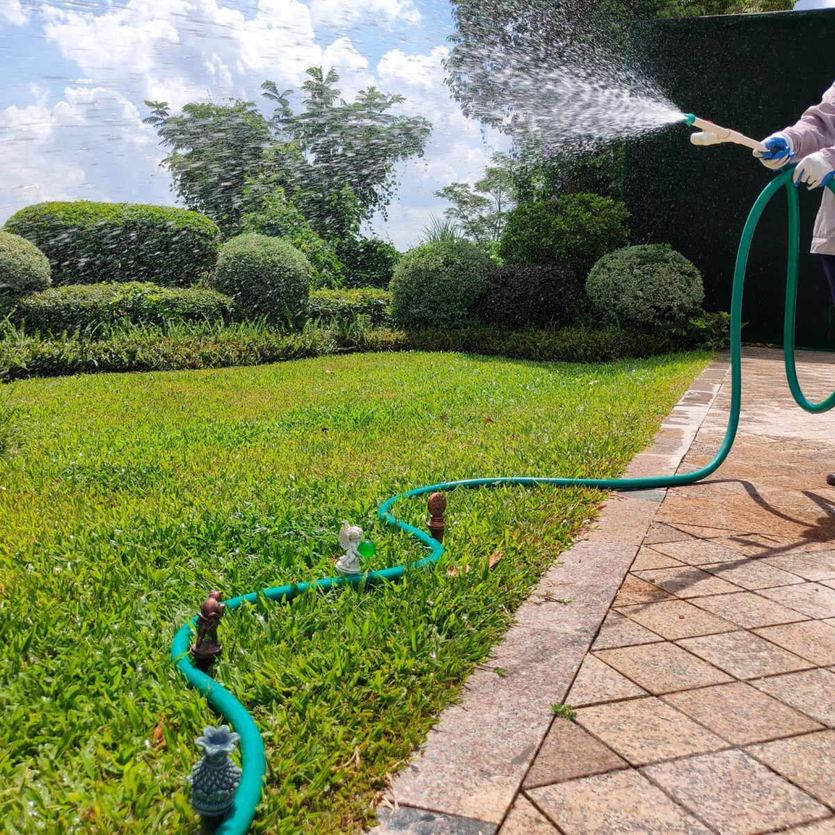 Hose Guides for Garden, 3Pcs Garden Hose Guide Stake Decorative with Roller, Hose Guide Spike Plant Protector Lawn Hose Support Spikes for Outside Lawn Yard(frogs, Angel, Sun God)
