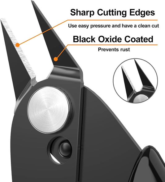 Small Wire Cutters for Crafts Diagonal Flush Cutters 5" Black