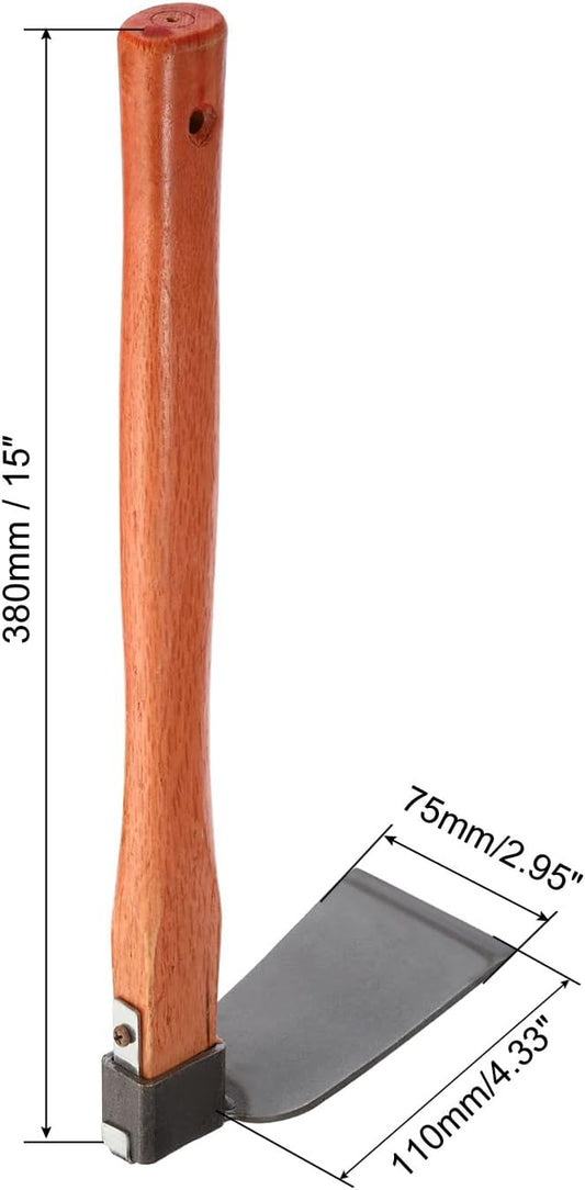 15" x 3" Hoe Garden Tool, Carbon Steel Anti-Rust Garden Hoe with Wood Handle Welded for Loosening Soil Weeding Digging, Grey/Yellow