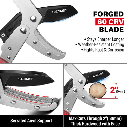 Anvil Loppers for Tree Trimming Heavy Duty, Extendable 27-37'' Garden Loppers with Compound Action System, 2" Cutting Capacity, Labor-Saving Tree Trimmer for Yard, Lawn Branch Cutter