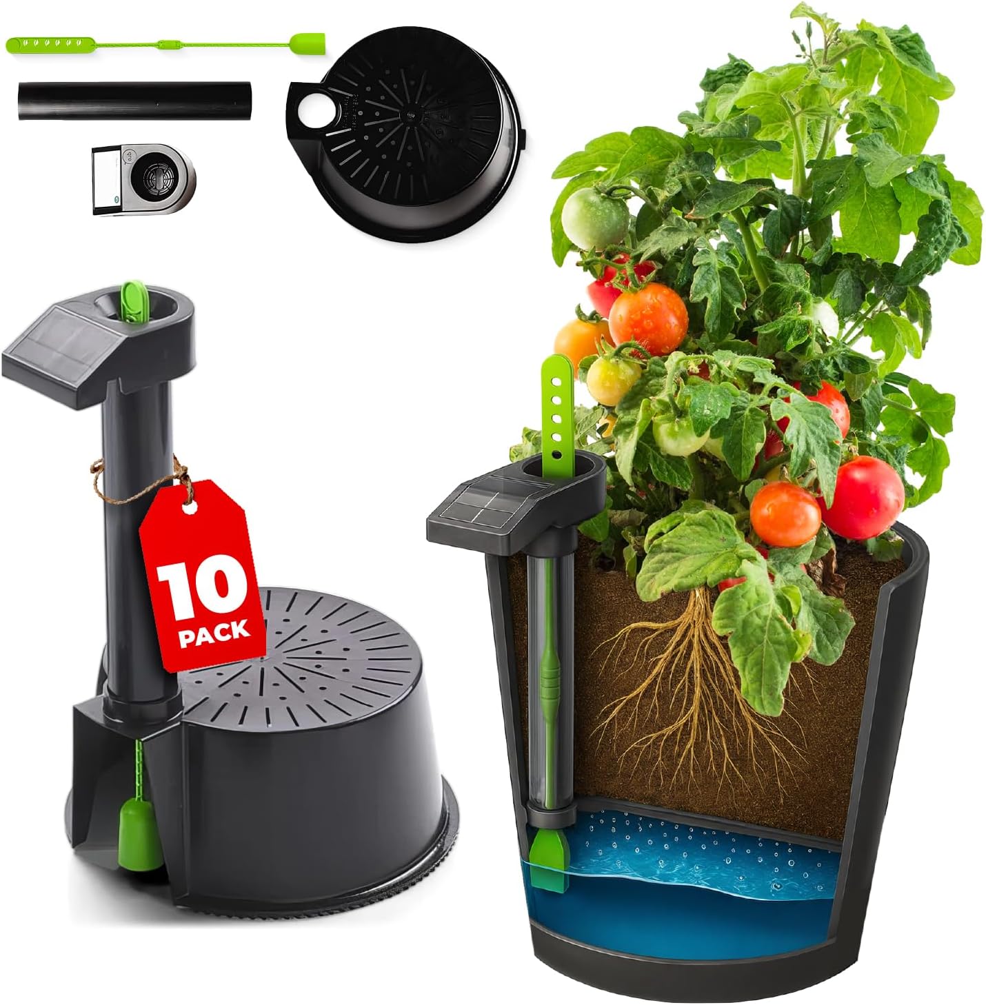 Self Watering Planter Insert w/LifeTested Technology, Water Reservoir & Level Indicator - Turn Any 5-Gal Bucket into a DIY, Portable Automatic Container Indoor-Outdoor Garden, 3-Pack