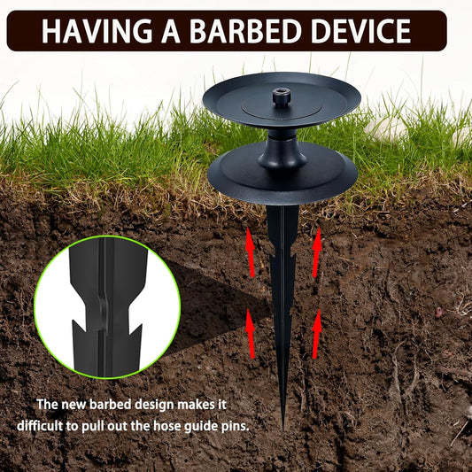 4 PCS Garden Hose Guide Spike, Hose Guides for Garden Decorative, Heavy Duty Pure Metal Hose Guards for Garden, Rustproof Coated Garden Hose Stake for Yard Lawn, Durable Hose Roller Guide
