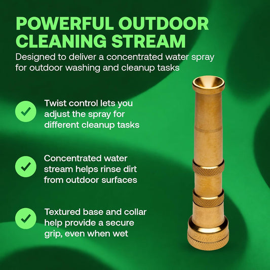 HENZLB5ADJ 5 in Lead-Free Brass Twist Adjustable Hose End Nozzle