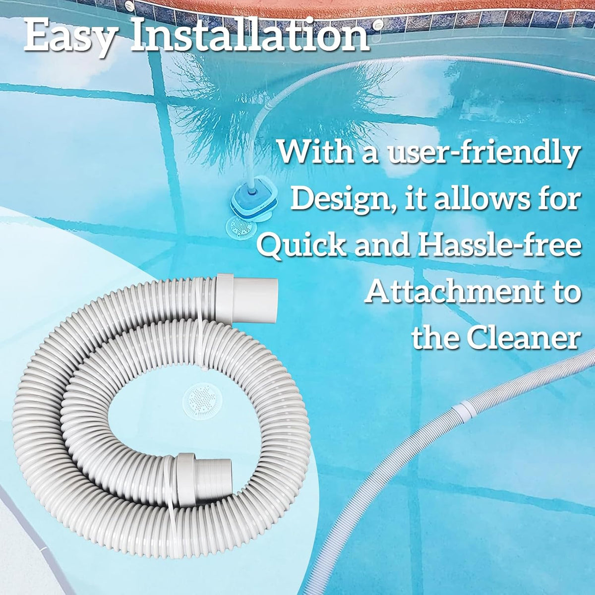Pool Vacuum Hose Replacement For Hayward Navigator Pool Cleaner Leader Hose V532LG Parts, 4 Feet Long
