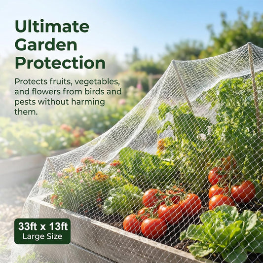 33x13 Ft Bird Netting for Garden,1 Inch Mesh Size, White