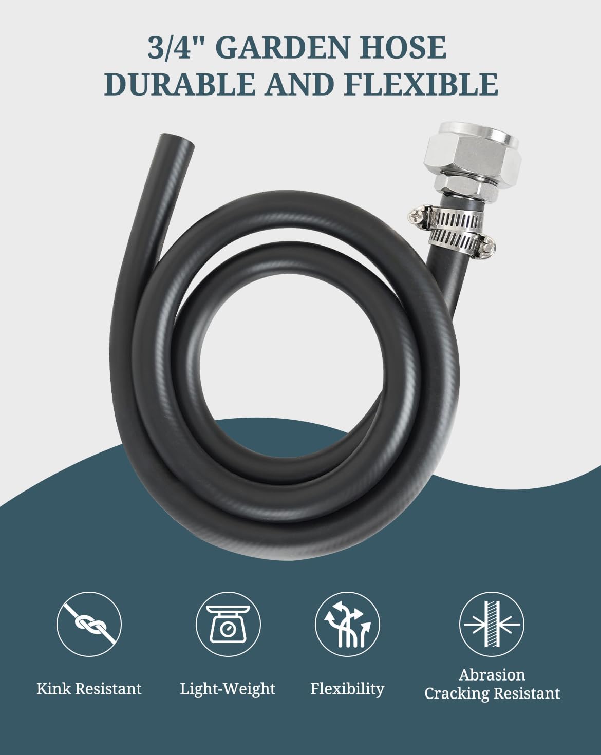 Mop Sink Hose 2.4 ft x 3/4" Short Garden Hose Heavy Duty for Faucet