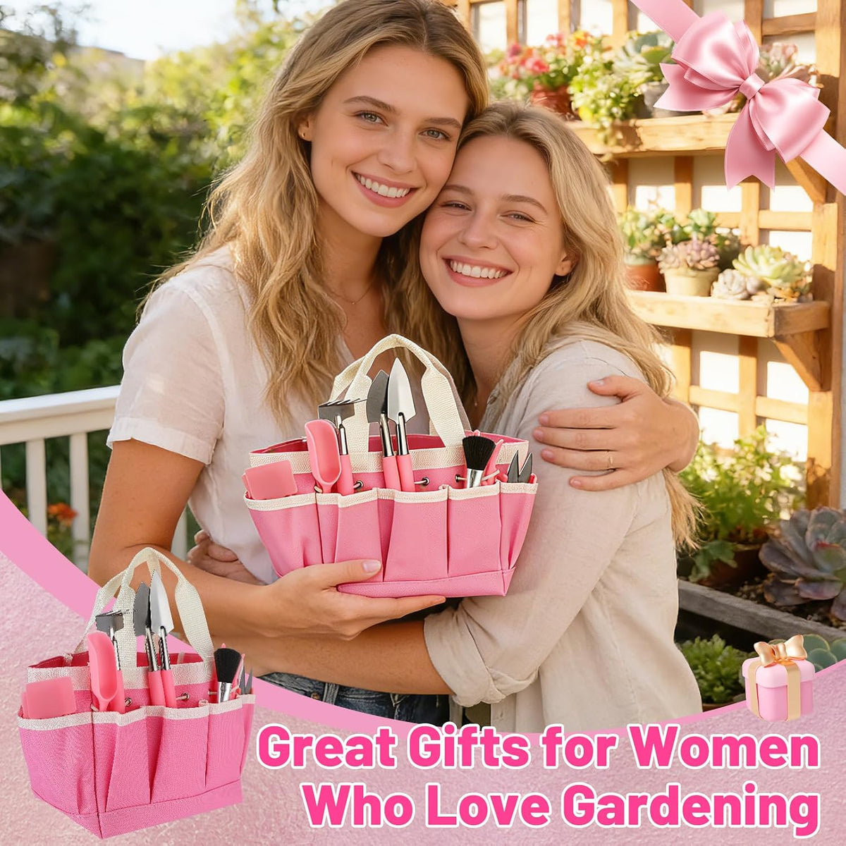 44pcs Small Gardening Tools Gifts for Women Beginners, Green