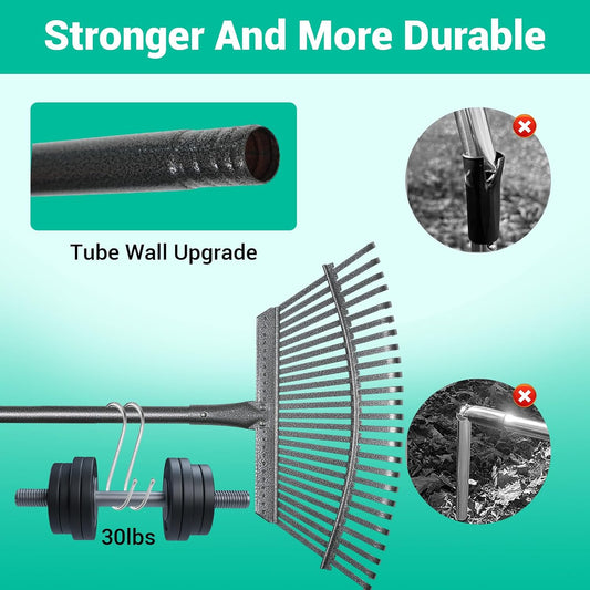 Rake for Leaves Set, Heavy-Duty Garden Rake for Lawns, 73-Inch Adjustable