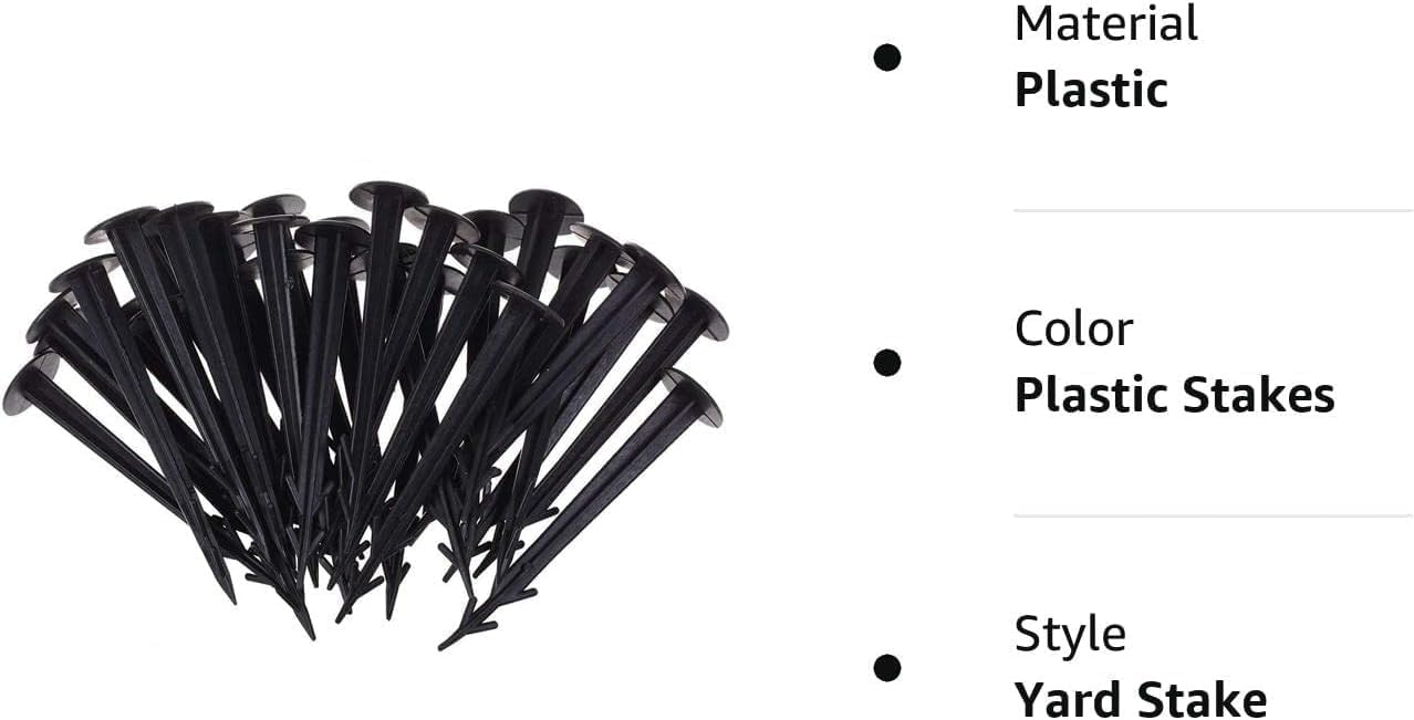 50 Pack 4.5 Inch Plastic Garden Stakes, Heavy Duty Landscape Anchoring Spikes for Weed Fabric, Tarp, Tent, Edging & Ground Fixing, Black