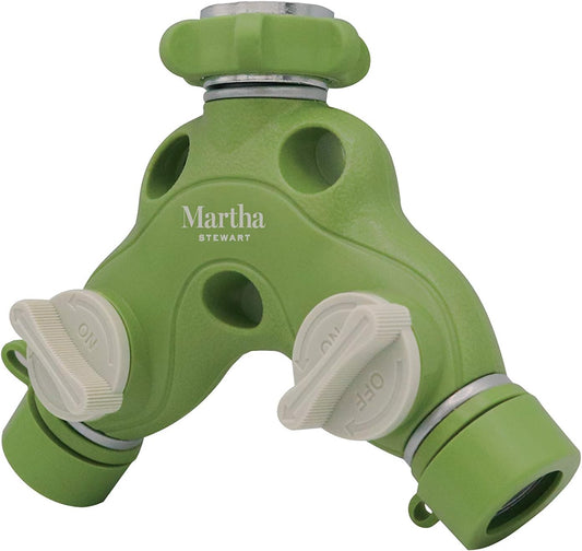 MTS-TA2M 2-Way Metal Body Heavy-Duty Garden Hose Tap Adapter Faucet Y-Splitter