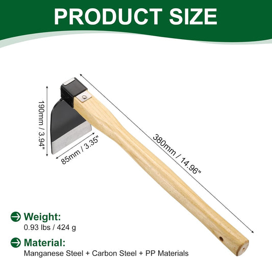 Garden Hoe 15" x 3.94" Steel Hoe Garden Tool Anti-Rust with Non-Slip Wooden Handle Edger Weeder Shovel for Backyard Loosening Farm Planting Weeding