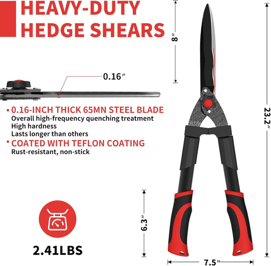 23" Heavy Duty Hedge Shears, 9" Wavy Blade Clippers