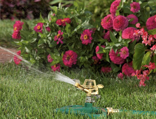 Pulsating Impact Sprinkler with Metal Base - Up to 60’ Diameter Long Distance Spray for Large Yard/Garden/Large Areas - Adjustable Impact Sprinkler Head