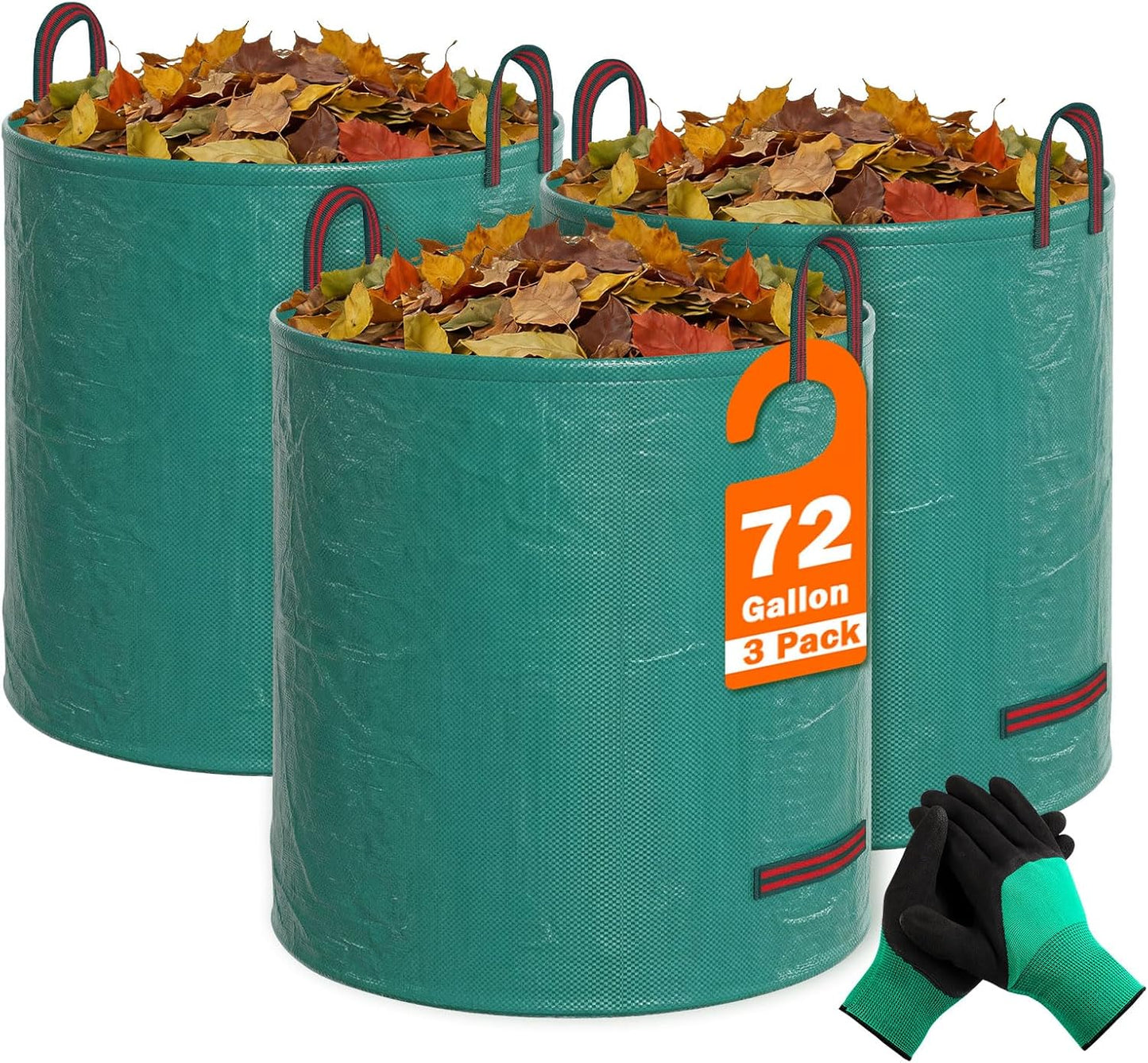 72 Gallon Reusable Yard Waste Bags, 3 Pack
