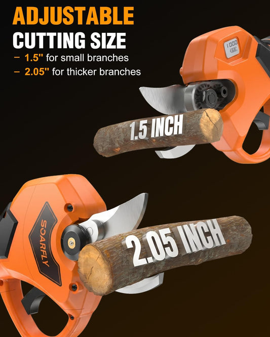 Electric Pruning Shears, 1.5"-2.05" Cut, Cordless Clippers for Gardening