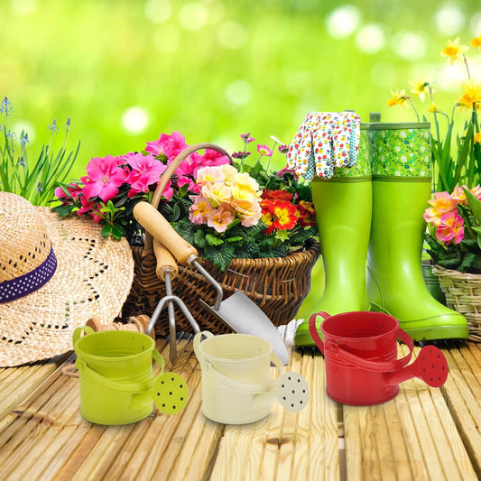 Kids Mini Metal Watering Cans - 6pcs Gardening Set for Home Plants
