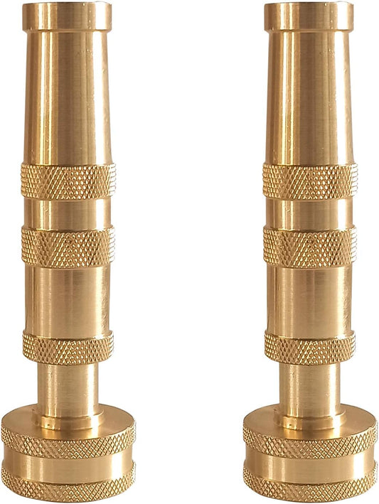 Adjustable Twist Hose Nozzle, 4" Heavy-Duty Brass Hose Nozzle with 10 Garden Hose Rubber Washers, 2 Pack