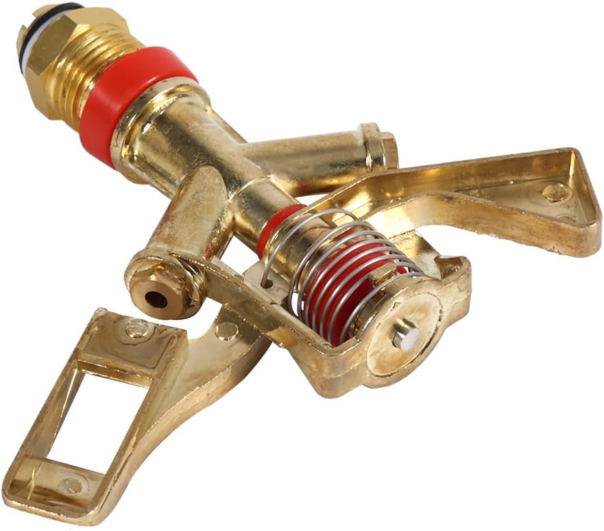 360 Rotating Brass Impact Sprinkler, 1/2 Inch Garden Sprinkler Head for Lawn Grass Patio Garden Irrigation, 10-15.5m Spray Distance