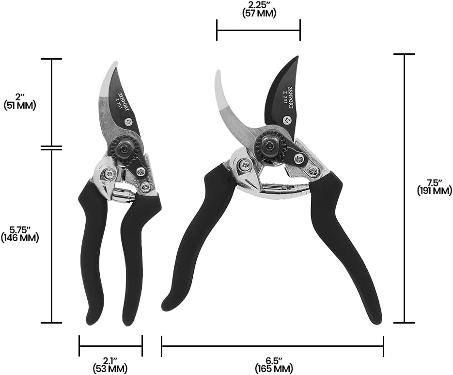 Z201 Heavy Duty Pruner, Bypass Euro, Black Handles, Steel, 8-Inch