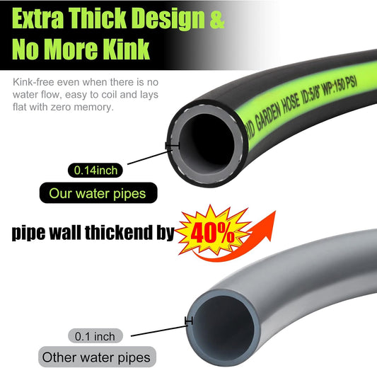 Kink Free Garden Hose 10ft 5/8", Heavy Duty Hybrid Water Hose
