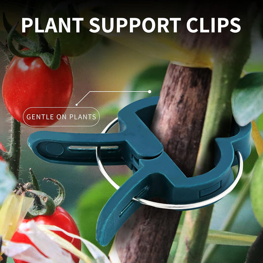 Plant Clips 40 Piece Green Gentle Gardening Plant & Flower Lever Loop Gripper Clips, Tool for Supporting or Straightening Plant Stems, Stalks, and Vines, Garden Clips
