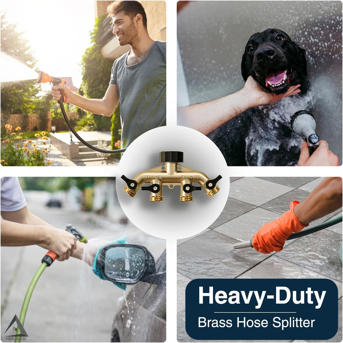Heavy Duty Brass Garden Hose Splitter 2 Way for Water Spigot