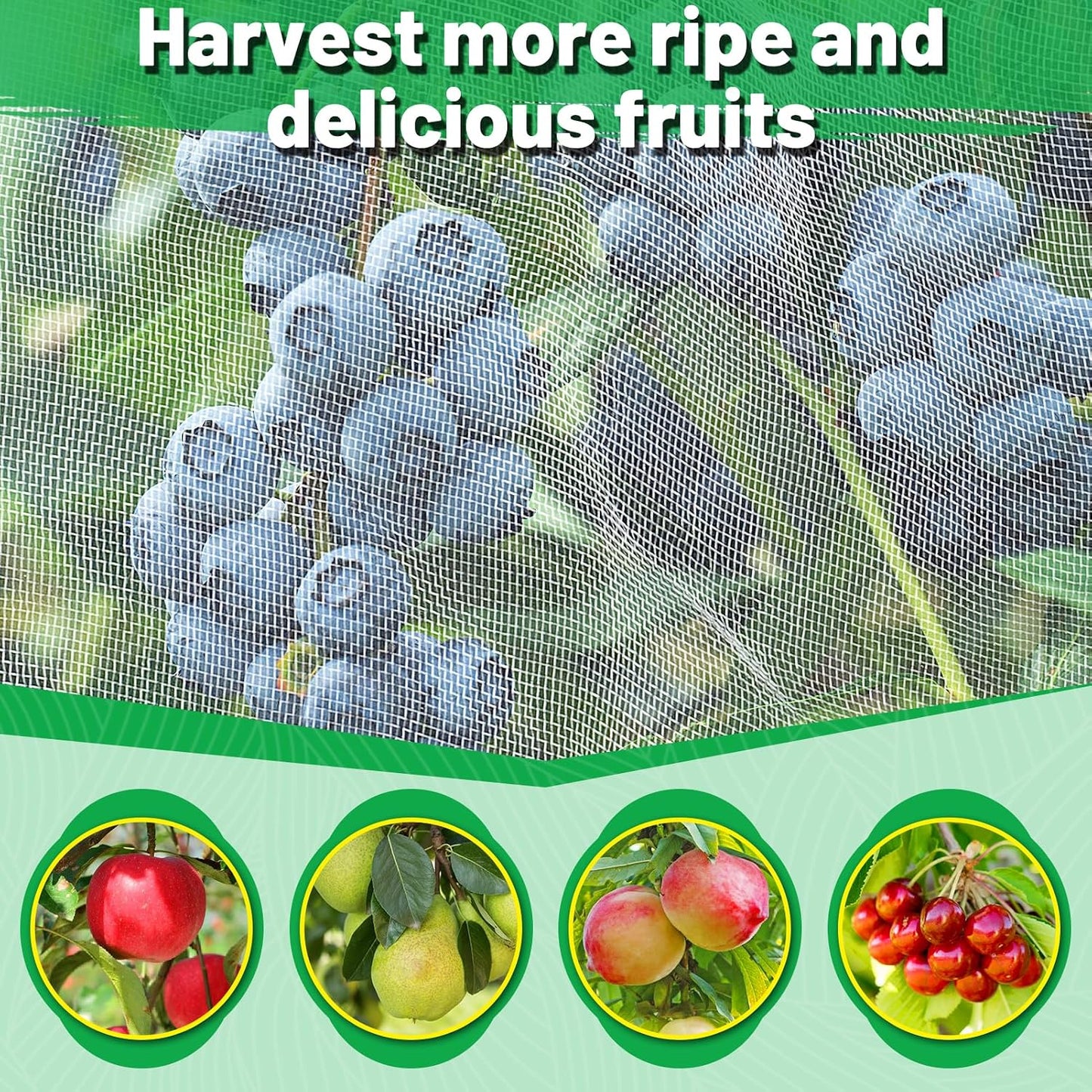Easy Installation Fruit Tree Netting with Zipper & Drawstring - 6.2x6.2ft Ultra Fine Mesh Garden Protection Screen to Protect Pear Peach Apple from Bird Insect Bug Cicada Deer Squirrel - 2pcs