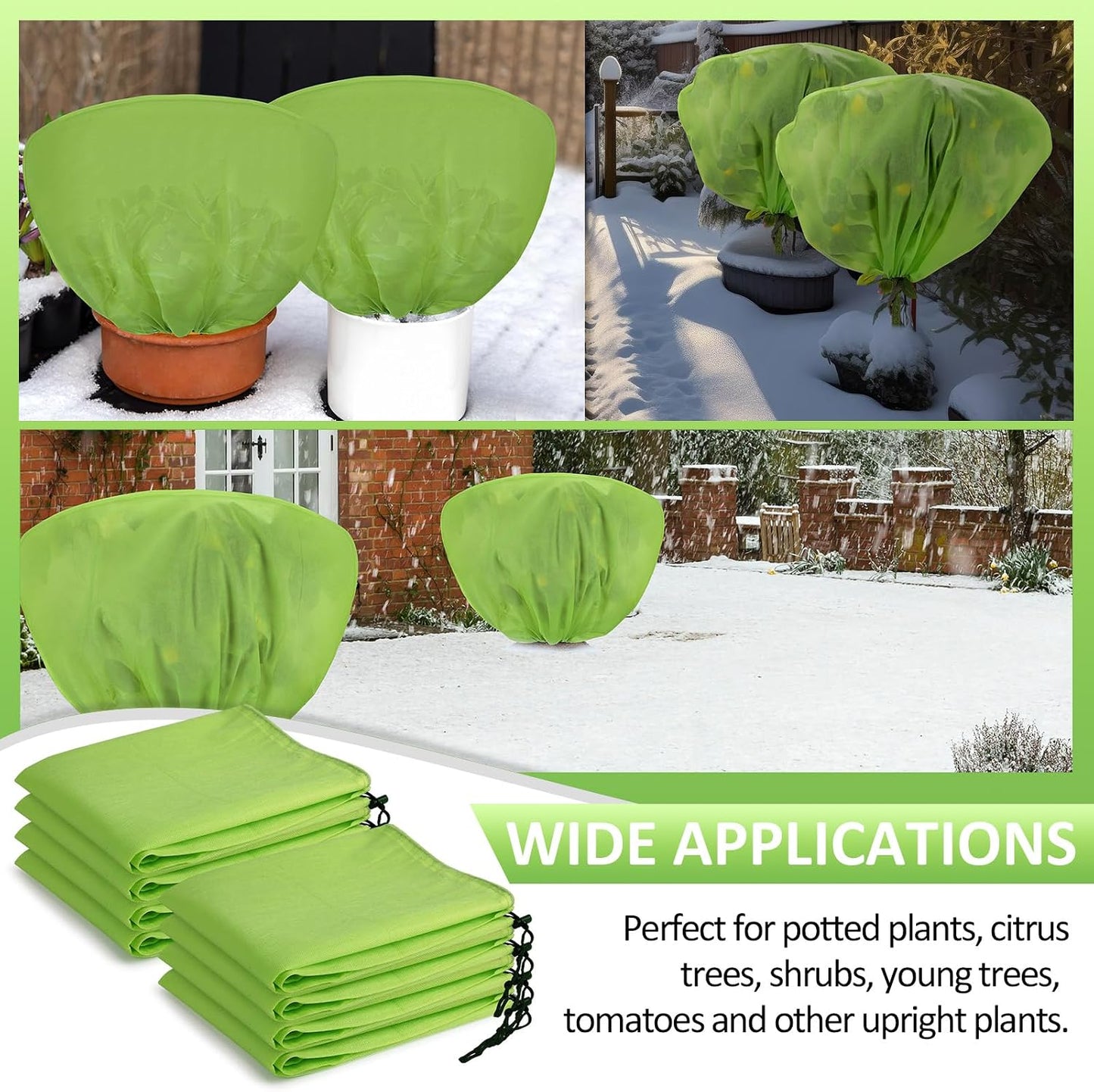 12 Pcs Winter Plant Covers Freeze Protection 39.4x23.6 Inch Horizontal Shrub Tree Rose Plant Protection Bags Frost Blanket with Drawstring for Fall Winter Outdoor Garden Planting (Beige)
