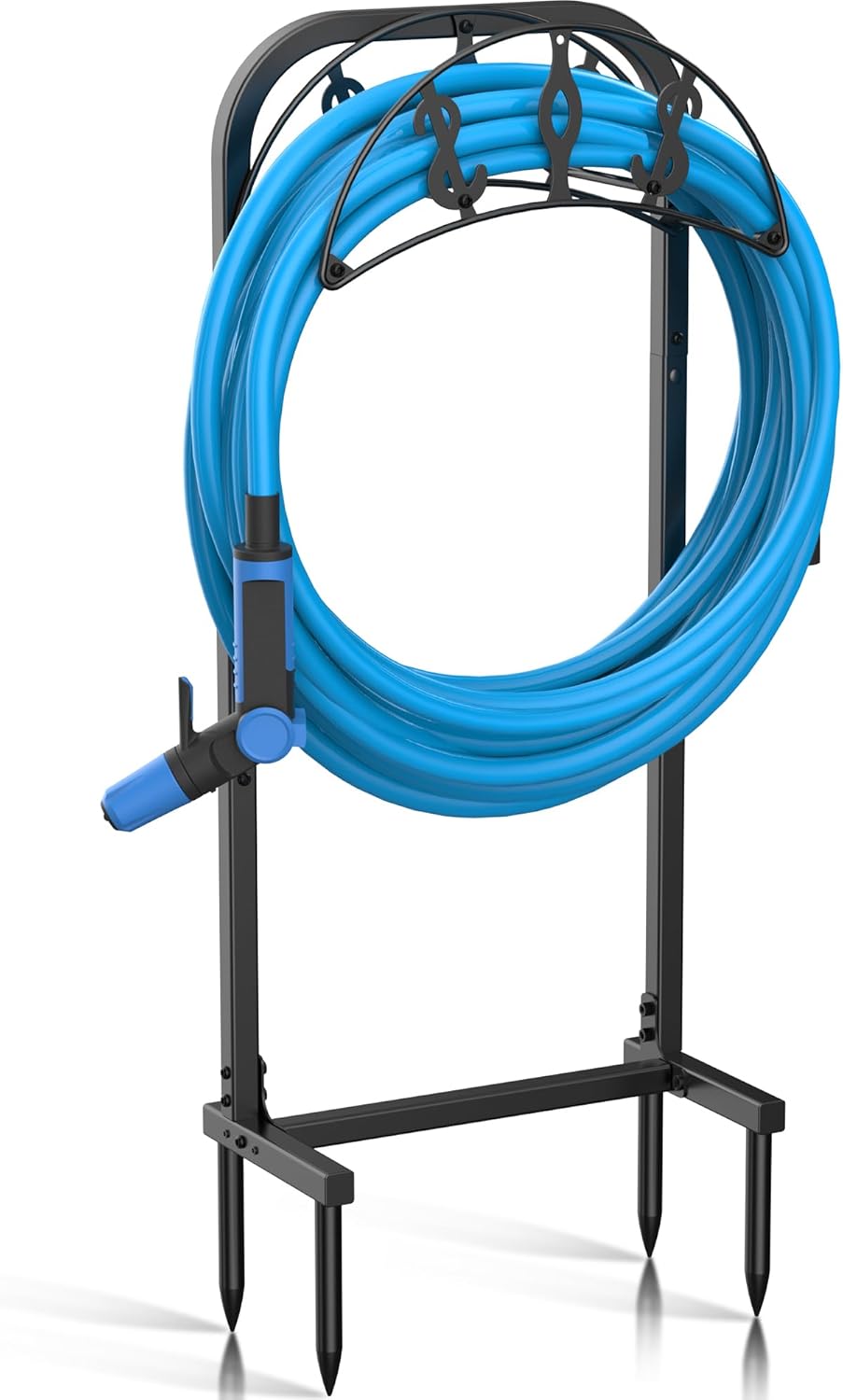 Garden Hose Holder, Water Hose Holder with 4 Spikes, Hose Reel Holds 150ft Hose, Freestanding, Heavy Duty Hose Stand Hose Hanger Hose Storage Hose Organizer for Outside Lawn Yard