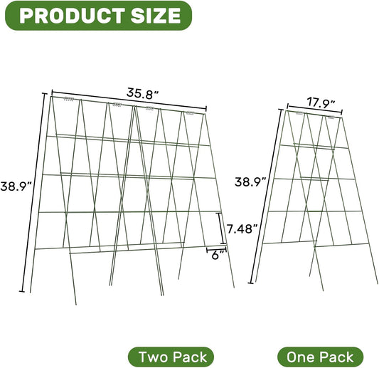 39" Cucumber Trellis,2 Pack Garden Trellis, Plant Support for Climbing,Green